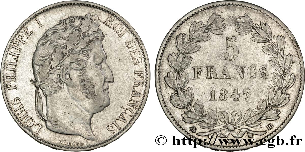 5 francs IIIe type Domard 1847 Strasbourg F.325/15 XF45 