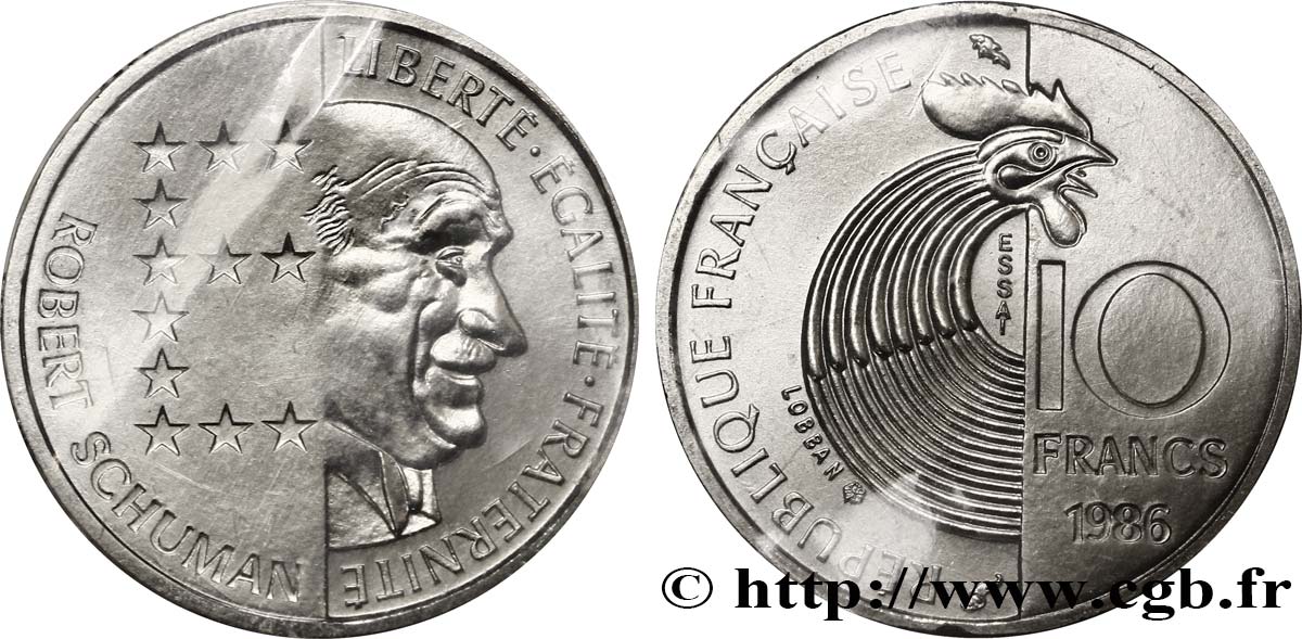 Essai de 10 francs Robert Schuman 1986 Pessac F.374/1 ST65