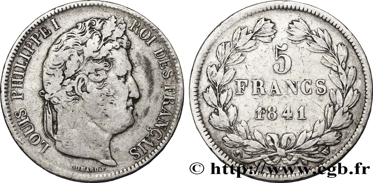 5 francs IIe type Domard 1841 Lille F.324/94 VF35 