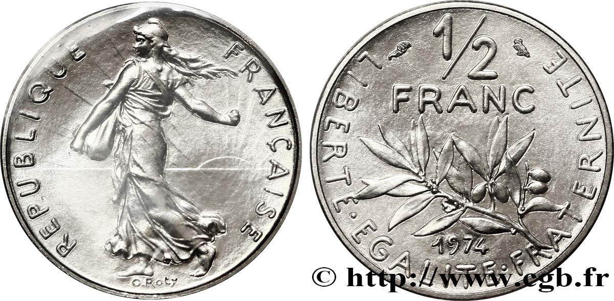 1/2 franc Semeuse 1974 Pessac F.198/13 MS68 
