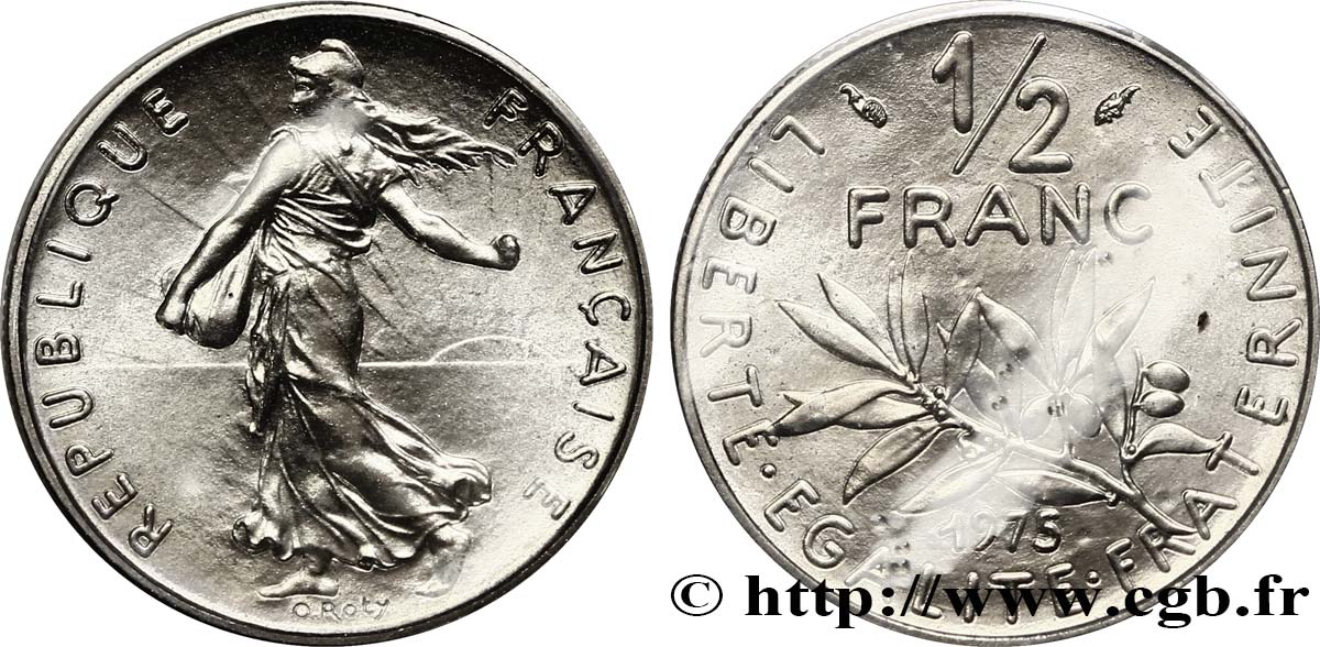 1/2 franc Semeuse 1975 Pessac F.198/14 MS68 