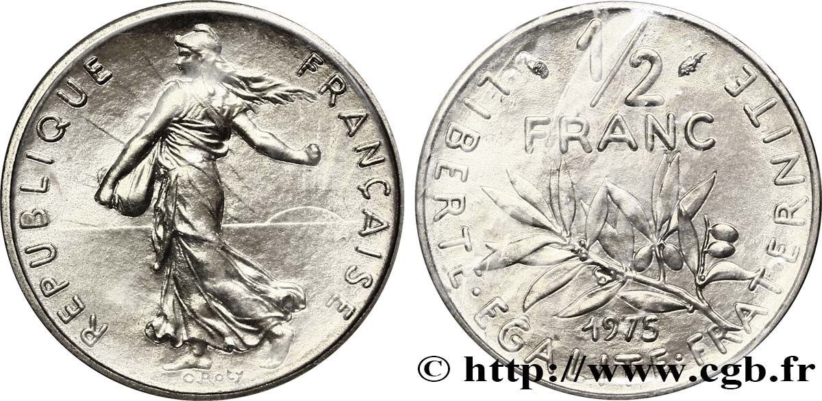 1/2 franc Semeuse 1975 Pessac F.198/14 MS68