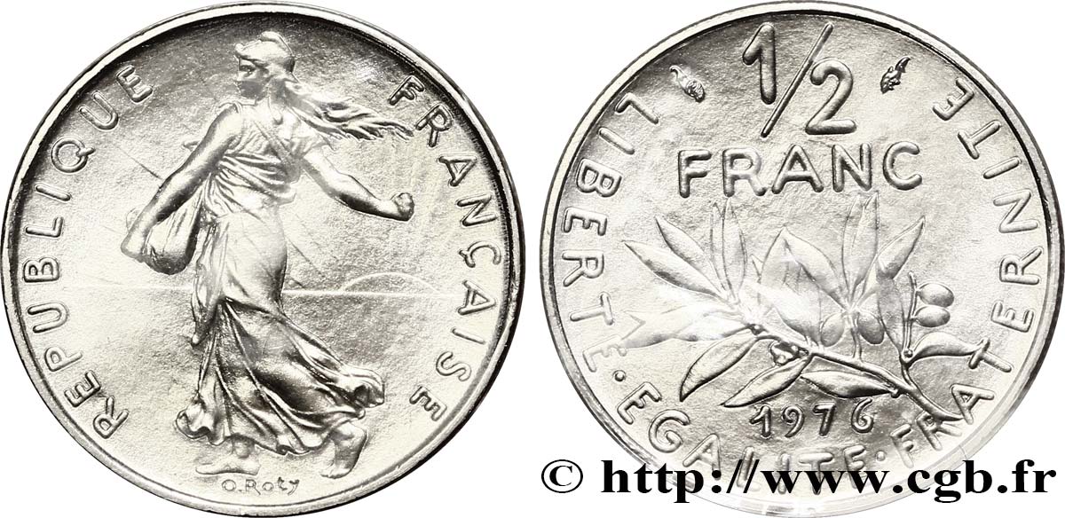 1/2 franc Semeuse 1976 Pessac F.198/15 MS68 