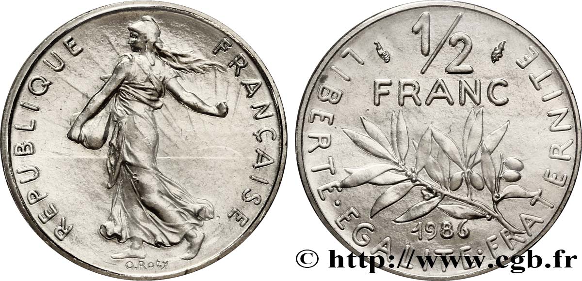 1/2 franc Semeuse 1986 Pessac F.198/25 MS68 
