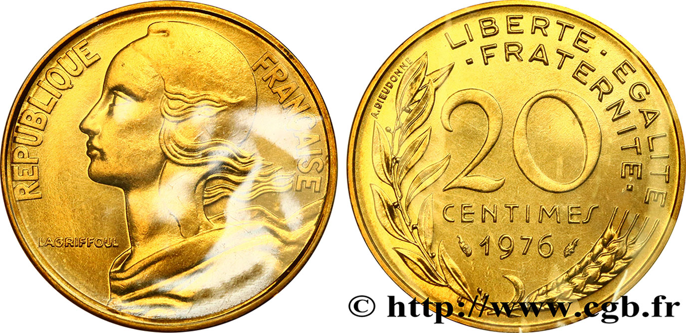 20 centimes Marianne 1976 Pessac F.156/16 MS65