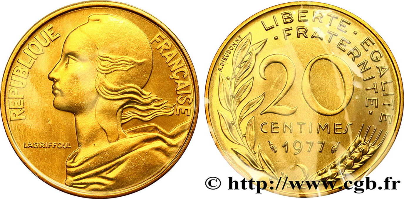 20 centimes Marianne 1977 Pessac F.156/17 MS65
