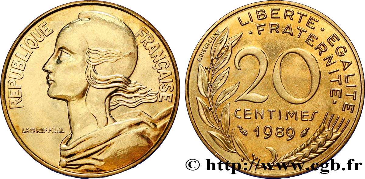 20 centimes Marianne 1989 Pessac F.156/29 MS65 