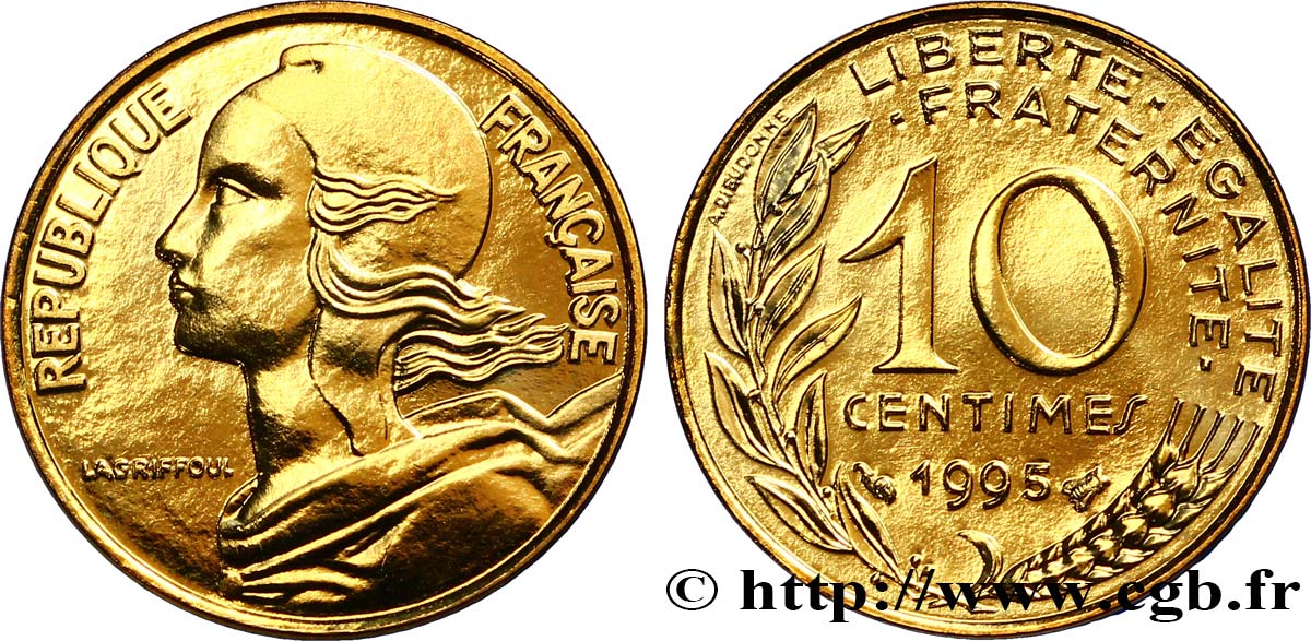 10 centimes Marianne, BU (Brillant Universel) 1995 Pessac F.144/39 FDC68 