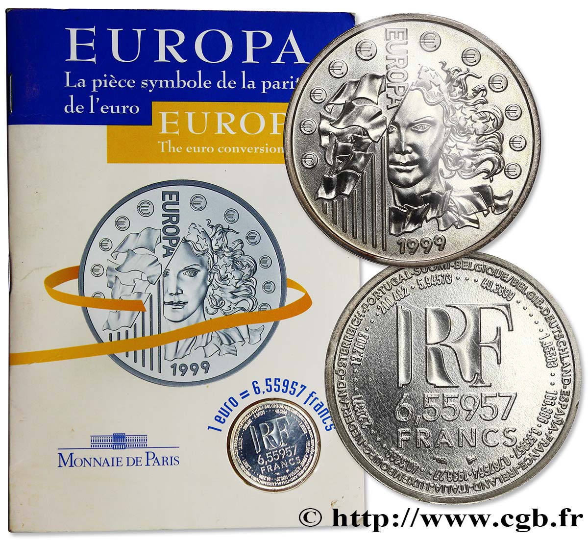 Brillant Universel 6,55957 francs - La parité 1999  F.1250 2 MS68 