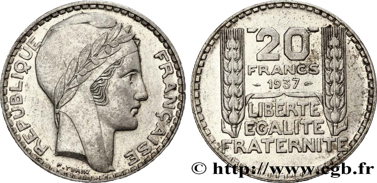 20 francs Turin 1937  F.400/8 SUP58 