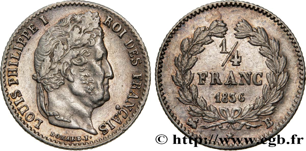 1/4 franc Louis-Philippe 1836 Rouen F.166/60 AU52 