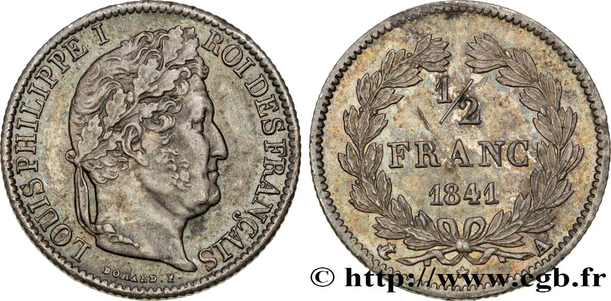 1/2 franc Louis-Philippe 1841 Paris F.182/89 AU58 