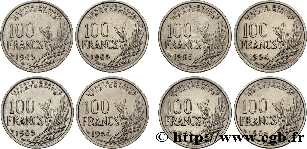 Lot de 8 pièces de 100 francs Cochet -  F.450/- BB/q.SPL 