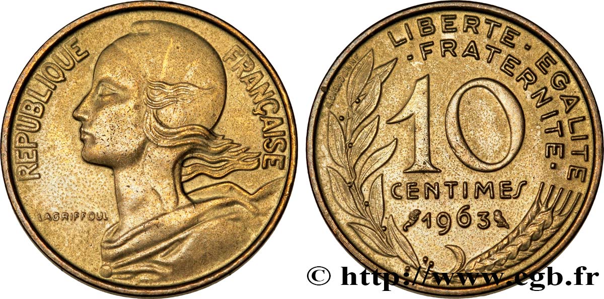 10 centimes Marianne 1963 Paris F.144/3 AU58 