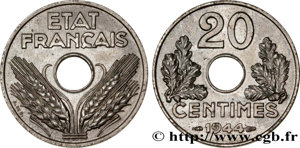 20 centimes fer 1944  F.154/3 AU53 