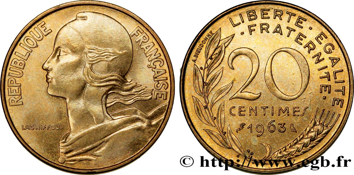 20 centimes Marianne 1963 Paris F.156/3 EBC62 