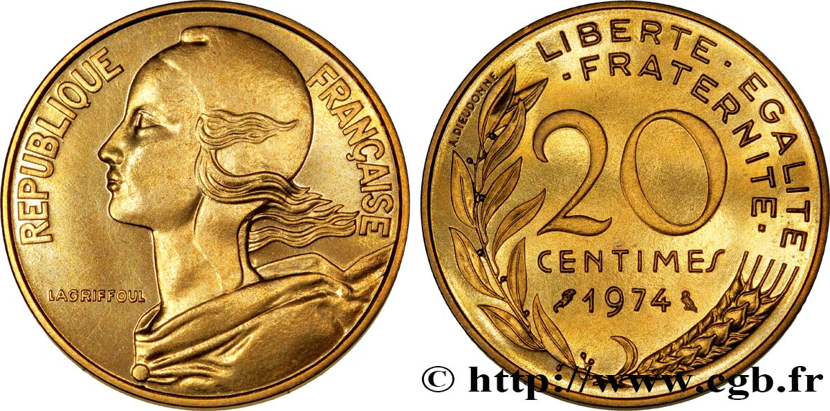 20 centimes Marianne 1975 Pessac F.156/15 MS67 