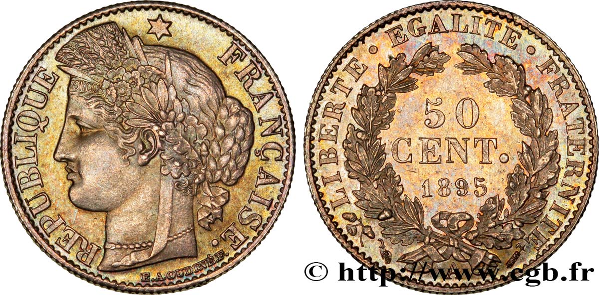 50 centimes Cérès, IIIe République 1895 Paris F.189/16 SPL63 