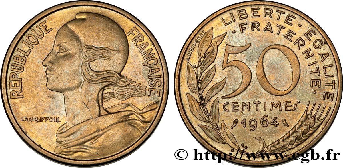 50 centimes Marianne 1964 Paris F.197/6 AU58 