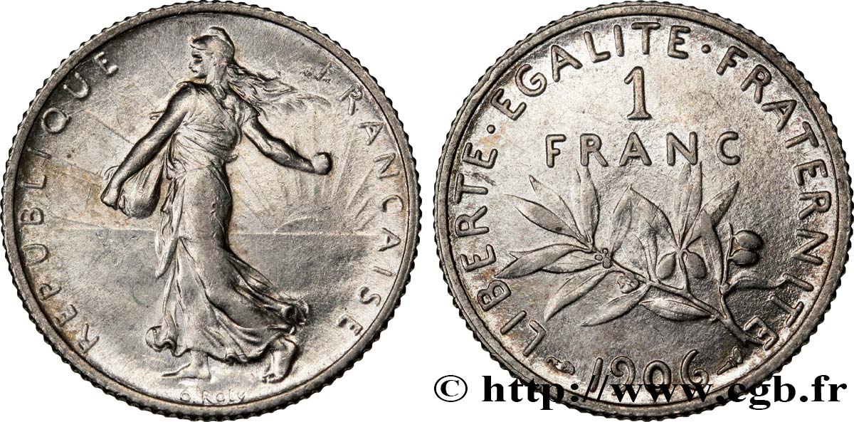 1 franc Semeuse 1906 Paris F.217/11 AU58