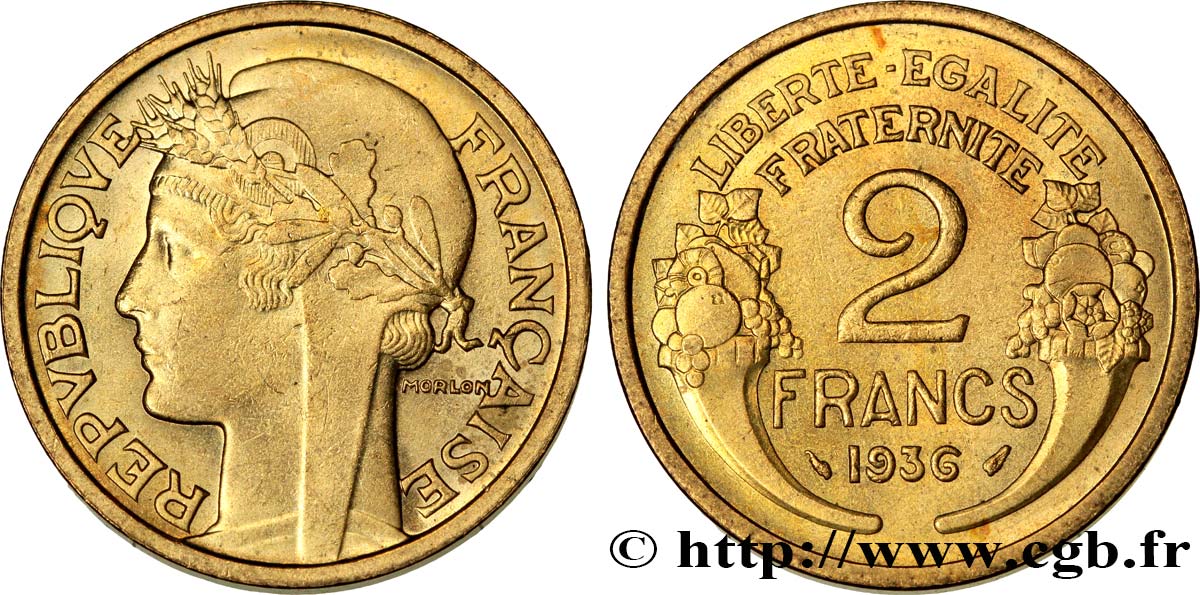 2 francs Morlon 1936  F.268/9 MS63 