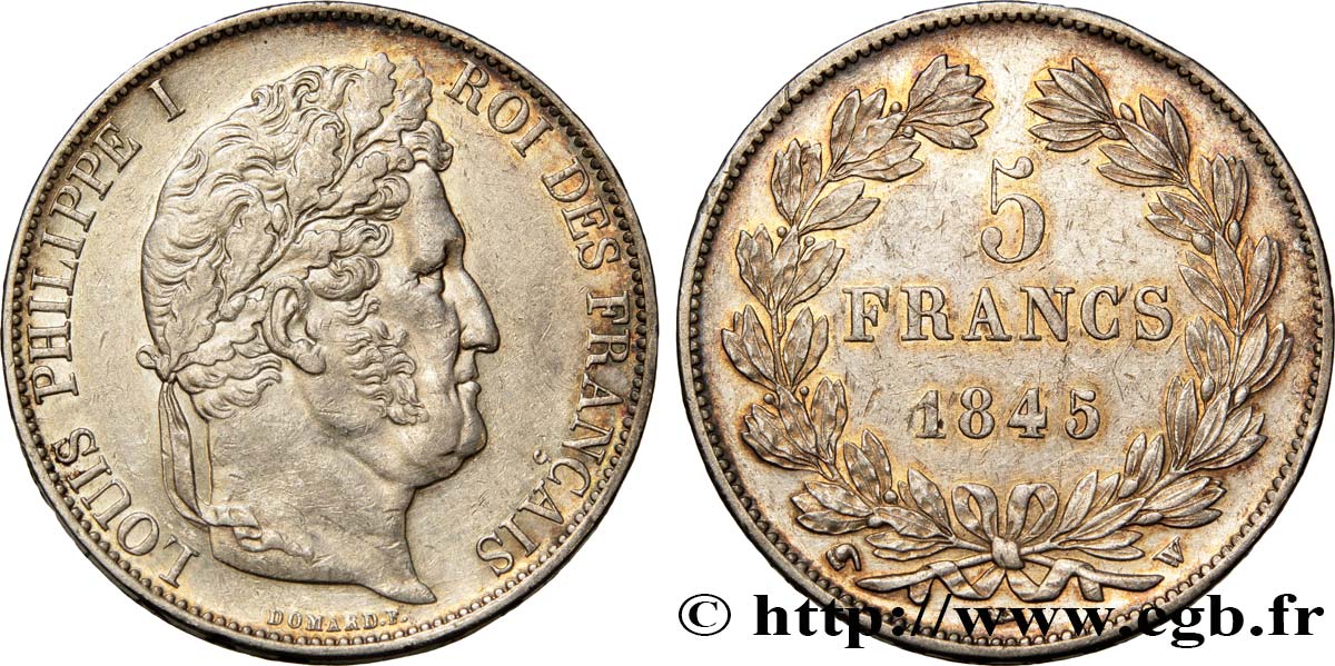 5 francs IIIe type Domard 1845 Lille F.325/9 XF48 