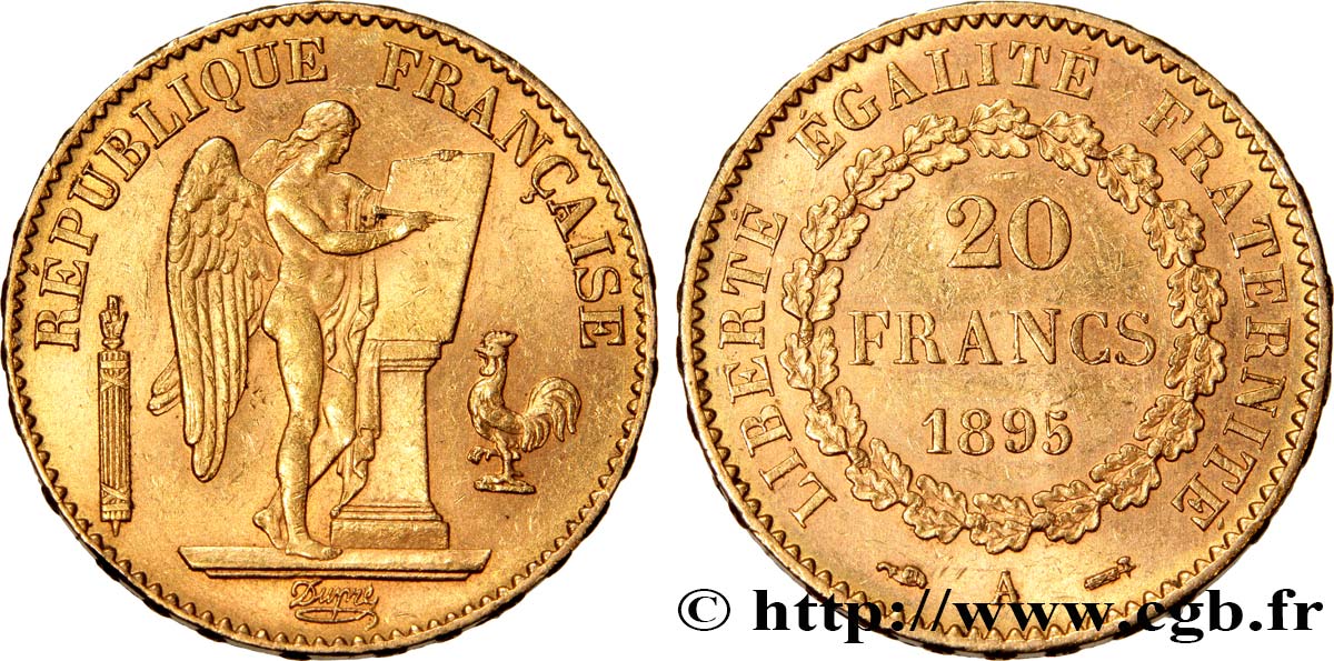 20 francs or Génie, Troisième République 1895 Paris F.533/19 TTB48 