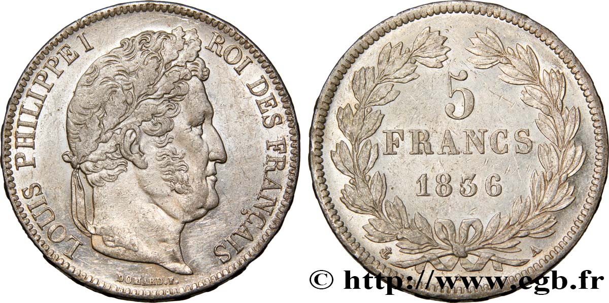 5 francs IIe type Domard 1836 Paris F.324/53 XF48 