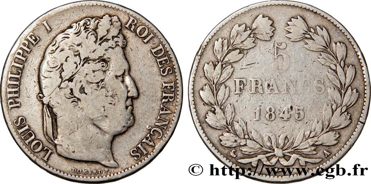 5 francs IIIe type Domard 1845 Paris F.325/6 F13 
