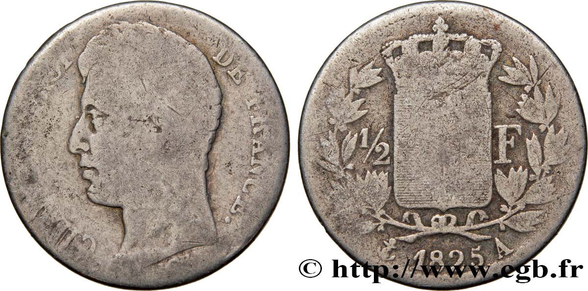1/2 franc Charles X 1825 Paris F.180/1 AB4