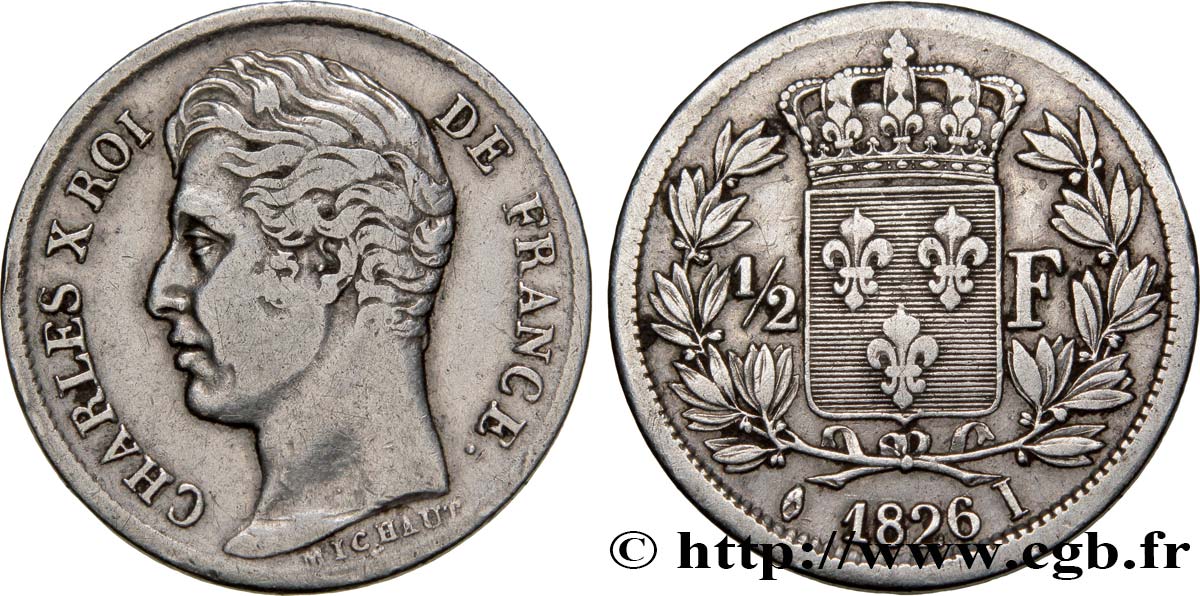 1/2 franc Charles X 1826 Limoges F.180/7 TTB40