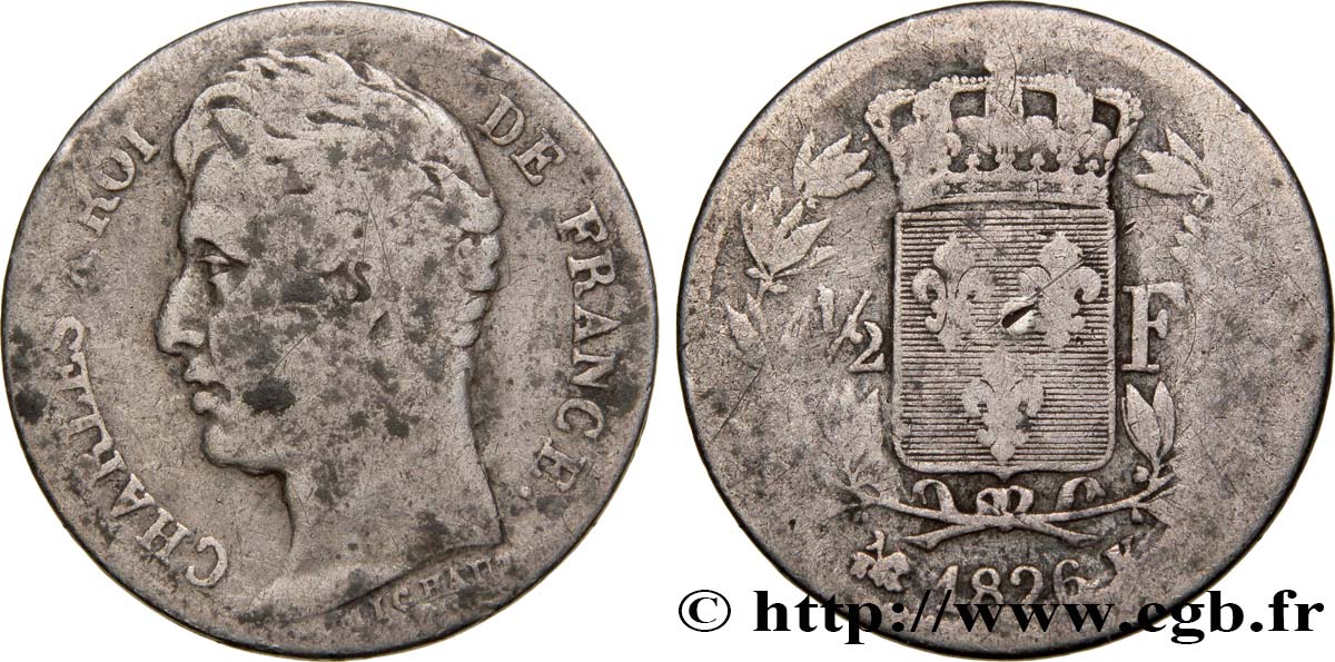 1/2 franc Charles X 1826 Bordeaux F.180/8 AB3