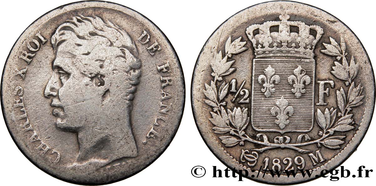 1/2 franc Charles X 1829 Toulouse F.180/45 B14 