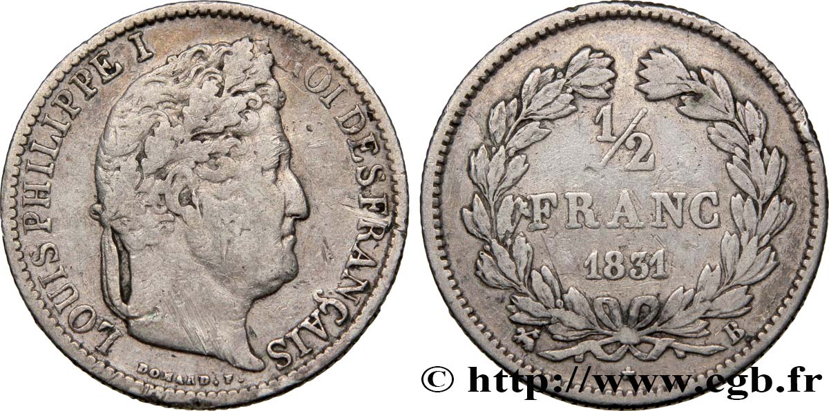 1/2 franc Louis-Philippe 1831 Rouen F.182/2 VF25 