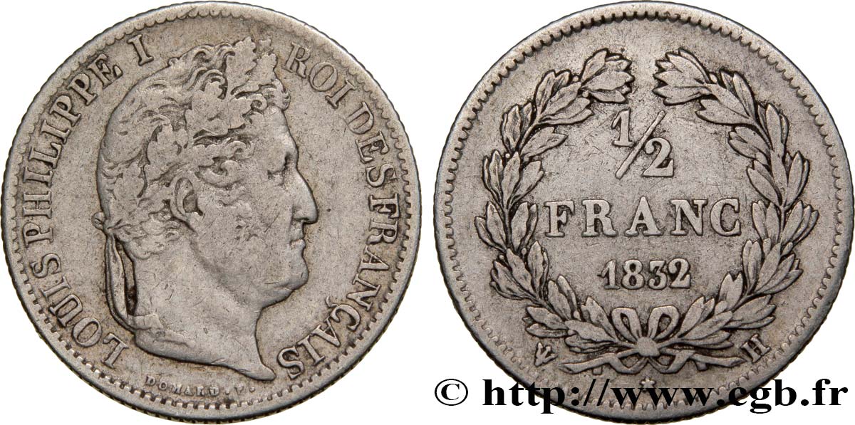 1/2 franc Louis-Philippe 1832 La Rochelle F.182/19 VF35 