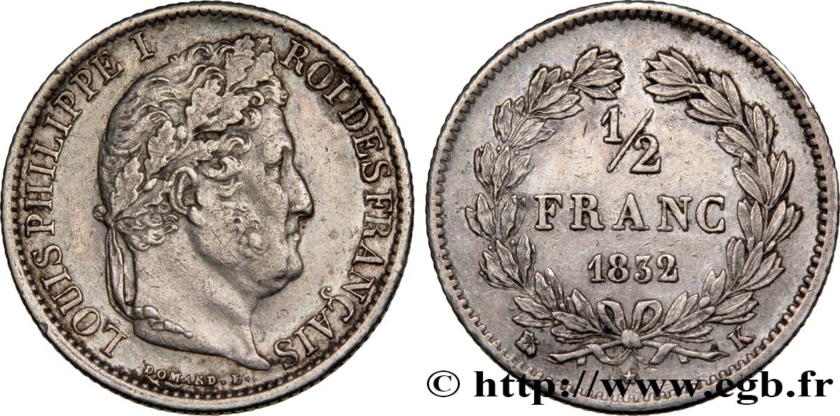 1/2 franc Louis-Philippe 1832 Bordeaux F.182/21 MBC45 