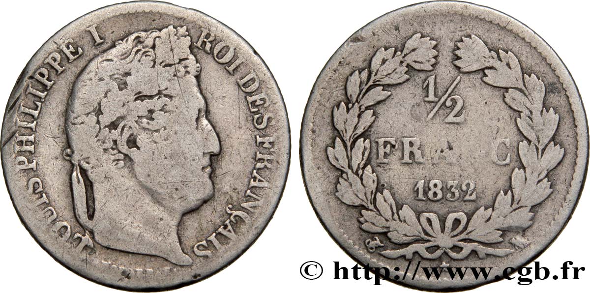 1/2 franc Louis-Philippe 1832 Toulouse F.182/23 MB18 