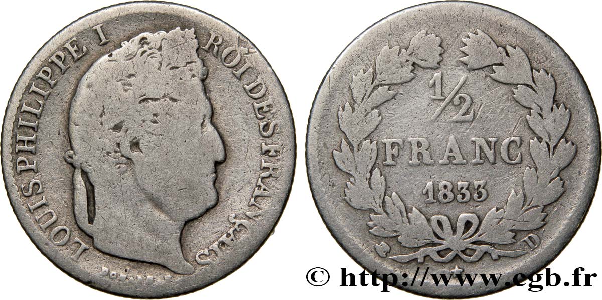 1/2 franc Louis-Philippe 1833 Lyon F.182/31 B13 