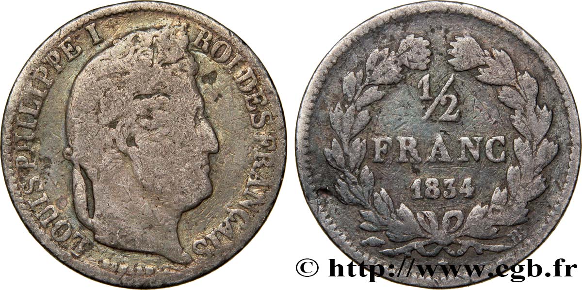 1/2 franc Louis-Philippe 1834 Strasbourg F.182/42 BC15 