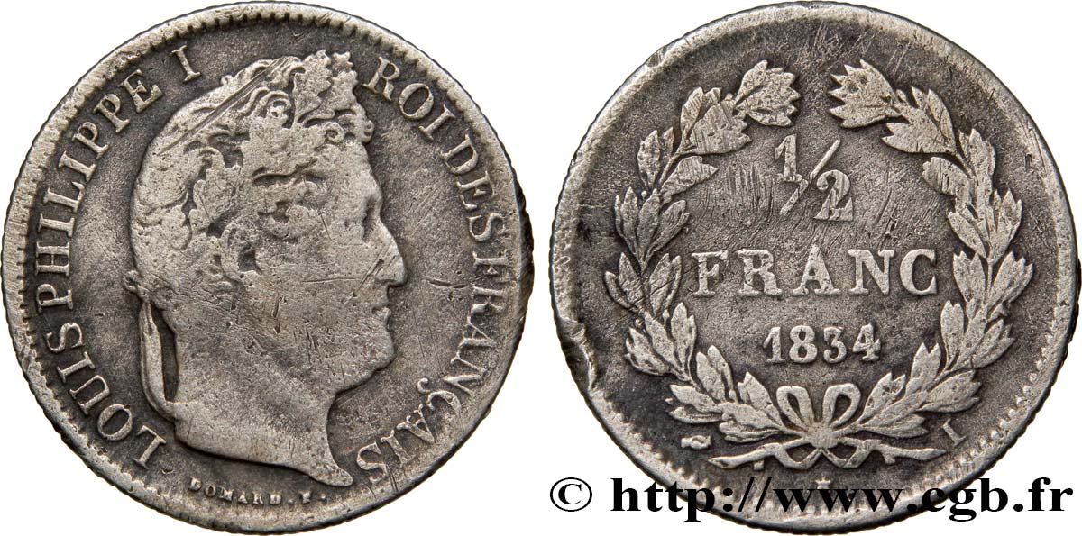 1/2 franc Louis-Philippe 1834 Limoges F.182/45 F18 