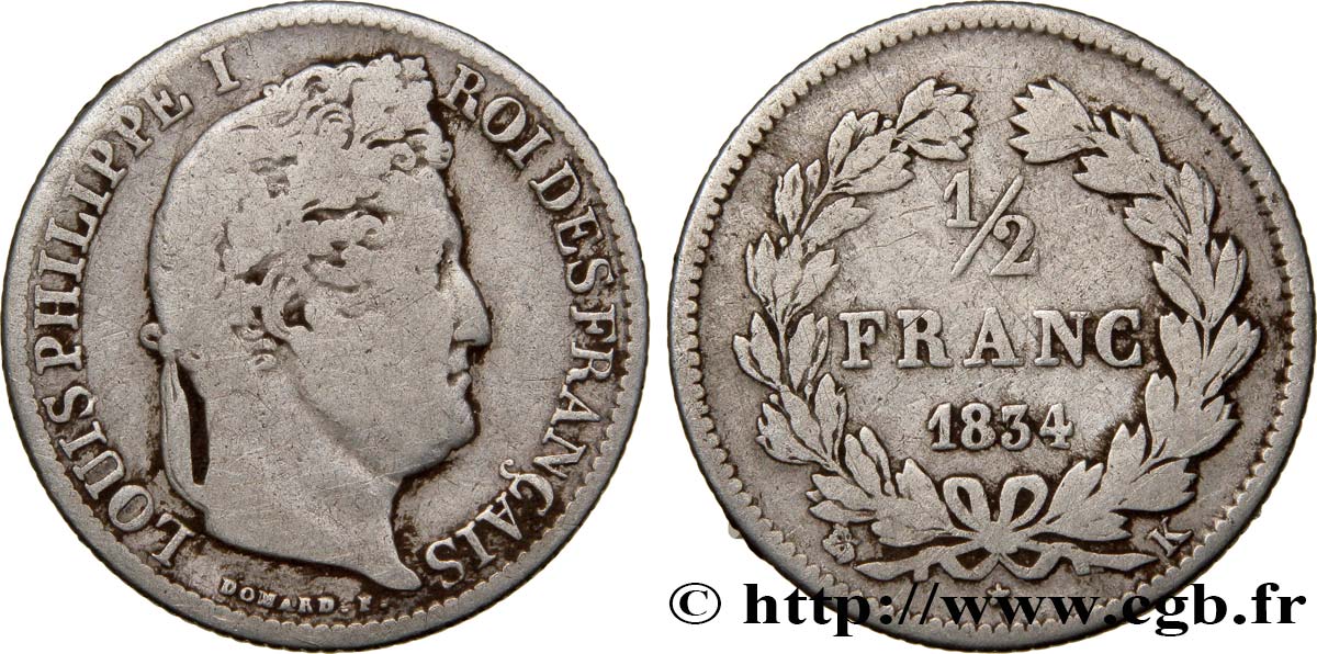 1/2 franc Louis-Philippe 1834 Bordeaux F.182/46 S15 