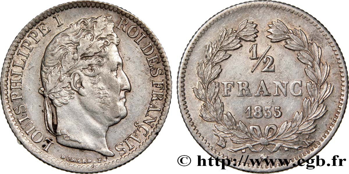 1/2 franc Louis-Philippe 1835 Bordeaux F.182/58 SPL55 