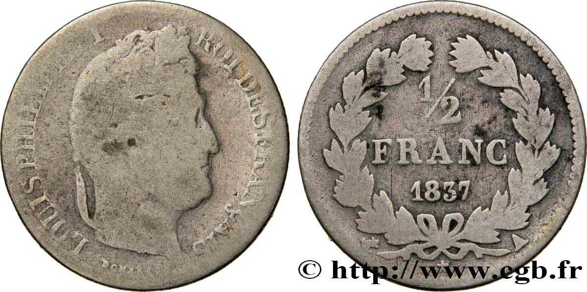 1/2 franc Louis-Philippe 1837 Paris F.182/67 SGE8 