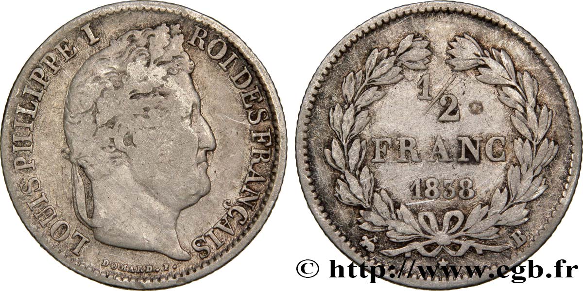 1/2 franc Louis-Philippe 1838 Rouen F.182/74 S20 