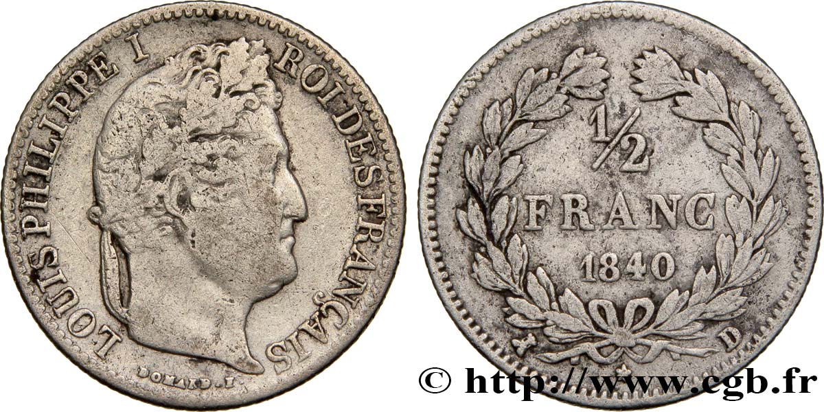 1/2 franc Louis-Philippe 1840 Lyon F.182/85 VF22 