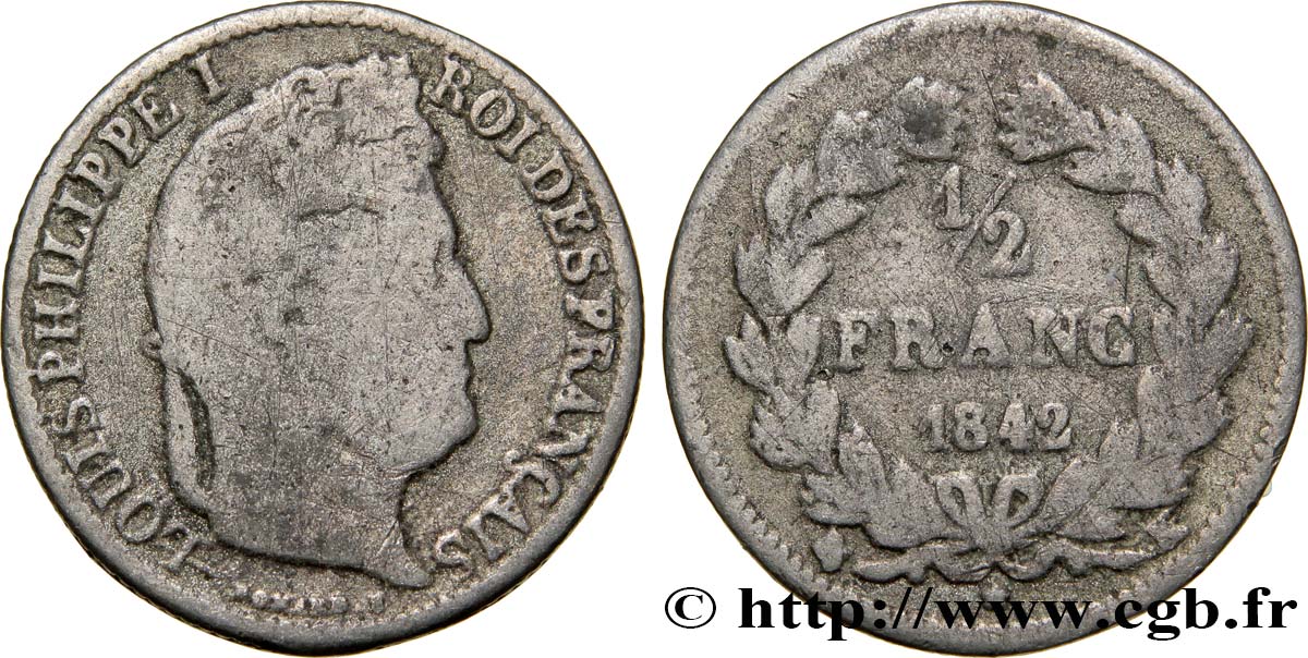 Faux de 1/2 franc Louis-Philippe 1842 Bordeaux F.182/97 var. B10 
