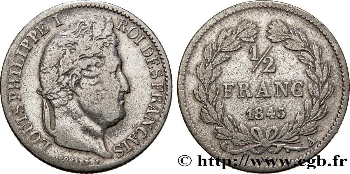 1/2 franc Louis-Philippe 1845 Paris F.182/108 F18 
