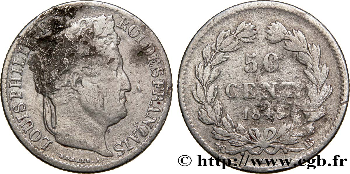 50 centimes Louis-Philippe 1845 Strasbourg F.183/4 SGE12 
