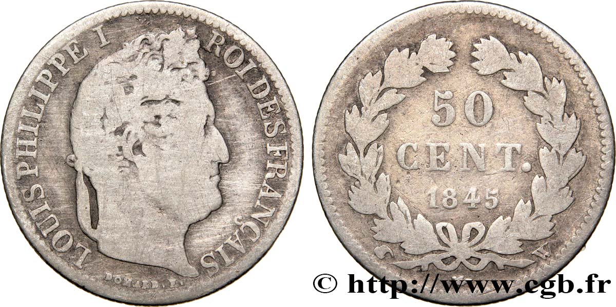 50 centimes Louis-Philippe 1845 Lille F.183/6 MB15 