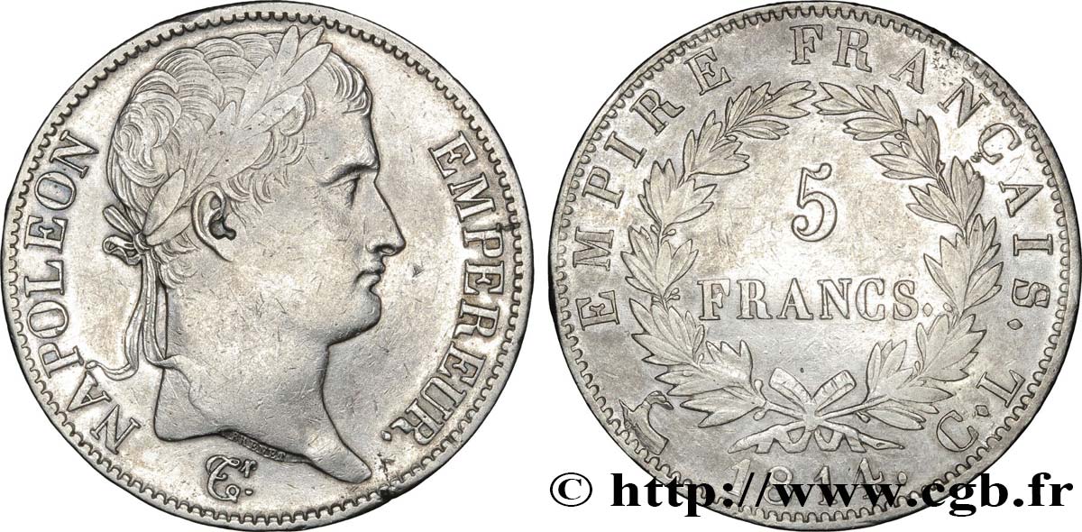 5 francs Napoléon Empereur, Empire français 1814 Gênes F.307/79 MBC48 
